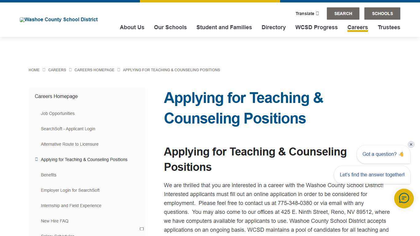 Applying for Teaching & Counseling Positions